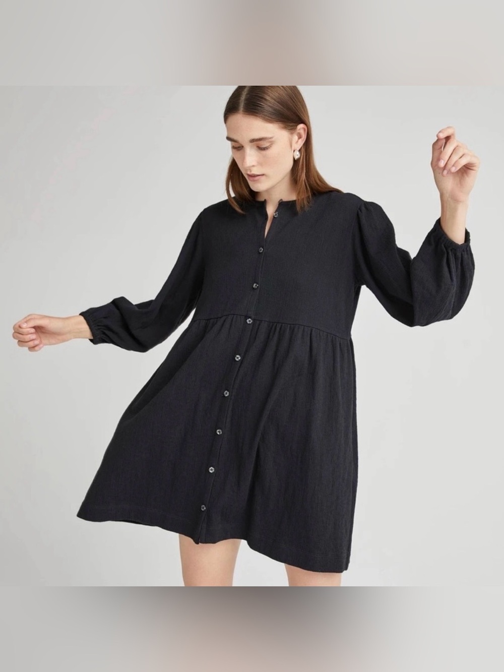 RICHER POORER Cloud Weave Button-Up Dress (L)